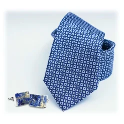 Mikol Marmi - Galaxy Gold Rectangular Marble Cuff Links - Real Marble - Mikol Marmi Collection - Avvenice