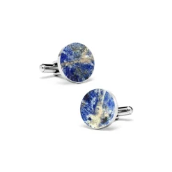 Mikol Marmi - Laguna Blue Round Marble Cuff Links - Real Marble - Mikol Marmi Collection - Avvenice