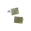 Mikol Marmi - Rainforest Green Rectangular Marble Cuff Links - Real Marble - Mikol Marmi Collection - Avvenice