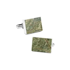 Mikol Marmi - Rainforest Green Rectangular Marble Cuff Links - Real Marble - Mikol Marmi Collection - Avvenice