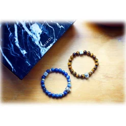 Mikol Marmi - Sky Blue Gemstone Marble Beaded Bracialet - Real Marble - Mikol Marmi Collection - Avvenice