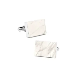Mikol Marmi - White Carrara Rectangular Marble Cuff Links - Real Marble - Mikol Marmi Collection - Avvenice