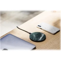 Mikol Marmi - Wireless Charging Pad in White Carrara Marble with USB Cable - Desktop Charger - iPhone - Apple - Samsung - Avvenice