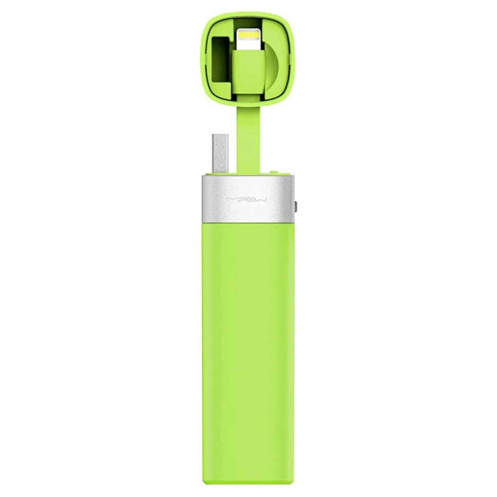MiPow - Power Tube 3000l - Green - Portable Batteries - Portable Charger For Apple Devices with App Control - 3000 mAh - Avvenice