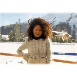 Miriam Tirinzoni - Jacket with Matching Faux Fur Details - Cream - Jacket - Luxury Exclusive Collection - Avvenice