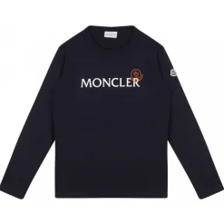 Moncler - Dark Blue Logo Print T-Shirt - Moncler Exclusive Luxury Collection - Avvenice