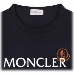 Moncler - Dark Blue Logo Print T-Shirt - Moncler Exclusive Luxury Collection - Avvenice