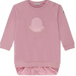 Moncler - Pink Cotton Logo Embroidered Dress - Moncler Exclusive Luxury Collection - Avvenice