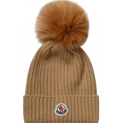 Moncler - Sand Beige Pompom Beanie - Moncler Exclusive Luxury Collection - Avvenice