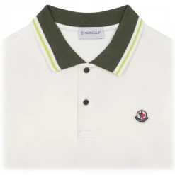 Moncler - White and Green Polo Shirt - Moncler Exclusive Luxury Collection - Avvenice