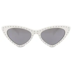 Moschino - Cat Eye Sunglasses with Micro Studs - White - Moschino Eyewear - Avvenice