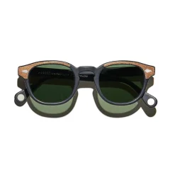 Moscot - Lemtosh Sun - Matte Black / Wood - Sunglasses - Moscot Originals - Moscot Eyewear - Avvenice