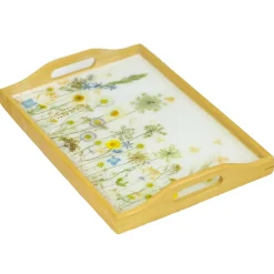 Natusi - Resin Art - Wooden Plate - Artisan Tray with Natural Flowers - Handmade - Furnishings - Home - Avvenice