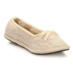 Neck Mate - Asolo - Artisan Woman Slippers - Ballerina in Wool Braided Cotta - Beige - Avvenice