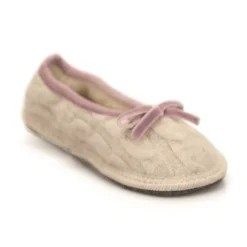 Neck Mate - Asolo - Artisan Girl Child Slippers - Ballerina in Wool Braided Cotta - Beige - Avvenice