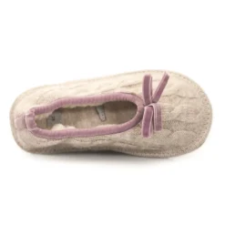 Neck Mate - Asolo - Artisan Girl Child Slippers - Ballerina in Wool Braided Cotta - Beige - Avvenice
