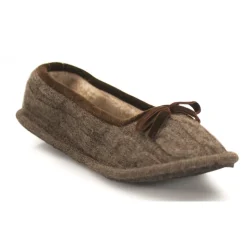 Neck Mate - Asolo - Artisan Woman Slippers - Ballerina in Wool Braided Cotta - Brown - Avvenice