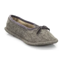Neck Mate - Asolo - Artisan Woman Slippers - Ballerina in Wool Braided Cotta - Medium Gray - Avvenice