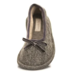 Neck Mate - Asolo - Artisan Woman Slippers - Ballerina in Wool Braided Cotta - Medium Gray - Avvenice