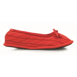 Neck Mate - Asolo - Artisan Woman Slippers - Ballerina in Wool Braided Cotta - Red - Avvenice