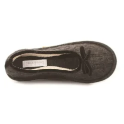 Neck Mate - Asolo - Artisan Woman Slippers - Ballerina in Wool Braided Cotta - Dark Gray - Avvenice