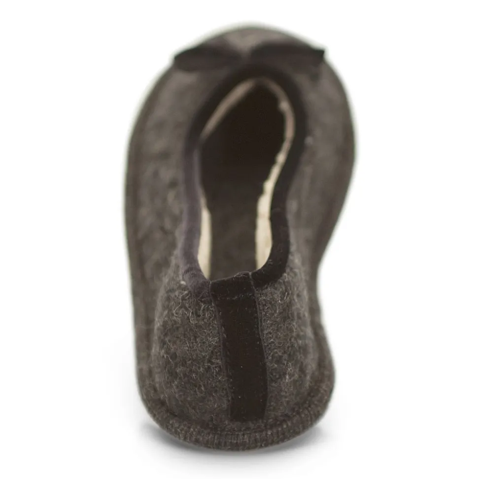 Neck Mate - Asolo - Artisan Woman Slippers - Ballerina in Wool Braided Cotta - Dark Gray - Avvenice