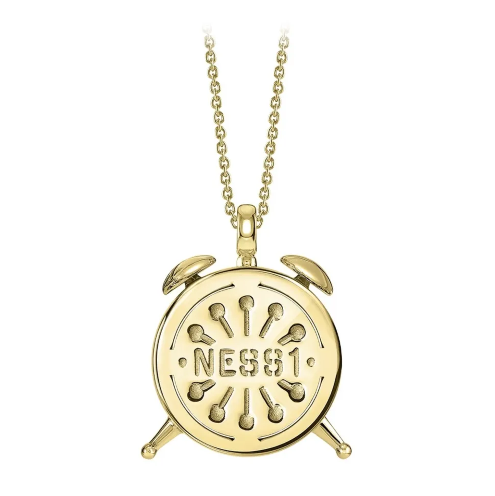 NESS1 - Alarm Necklace 9kt Yellow Gold and Diamonds - Time Collection - Handcrafted Necklace - High Quality Luxury - Avvenice