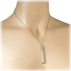 NESS1 - Cig.Au.Rette Necklace 18Kt White Gold Diamonds and Ruby - Drug Collection - Handcrafted Necklace - High Quality Luxury - Avvenice