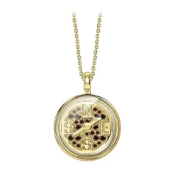 NESS1 - Compass Necklace 18kt Yellow Gold and Diamonds - Time Collection - Handcrafted Necklace - High Quality Luxury - Avvenice
