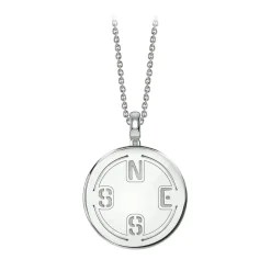 NESS1 - Compass Necklace 9kt White Gold and Diamond - Time Collection - Handcrafted Necklace - High Quality Luxury - Avvenice