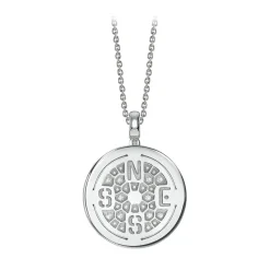 NESS1 - Compass Necklace 9kt White Gold and Diamonds - Time Collection - Handcrafted Necklace - High Quality Luxury - Avvenice