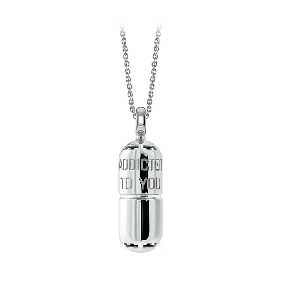 NESS1 - Pill.Ola Necklace 9Kt White Gold and Diamond - Drug Collection - Handcrafted Necklace - High Quality Luxury - Avvenice