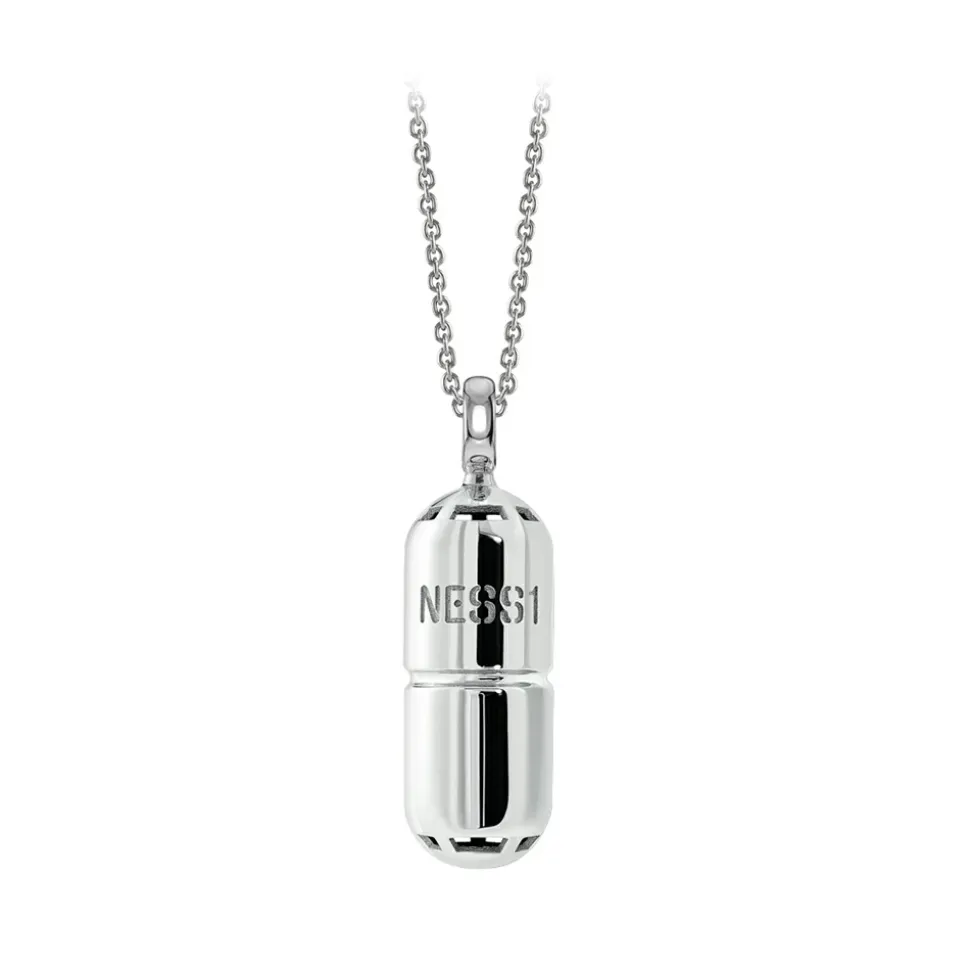 NESS1 - Pill.Ola Necklace 9Kt White Gold and Diamond - Drug Collection - Handcrafted Necklace - High Quality Luxury - Avvenice