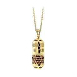 NESS1 - Pill.Ola Necklace 9Kt Yellow Gold and Diamonds - Drug Collection - Handcrafted Necklace - High Quality Luxury - Avvenice