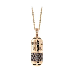 NESS1 - Pill.Ola Necklace 9Kt Rose Gold and Diamonds - Drug Collection - Handcrafted Necklace - High Quality Luxury - Avvenice