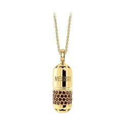 NESS1 - Pill.Ola Necklace 18Kt Yellow Gold and Diamonds - Drug Collection - Handcrafted Necklace - High Quality Luxury - Avvenice