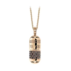 NESS1 - Pill.Ola Necklace 18Kt Rose Gold and Diamonds - Drug Collection - Handcrafted Necklace - High Quality Luxury - Avvenice
