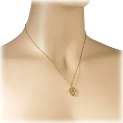 NESS1 - Pocket Coffin Necklace 9kt Yellow Gold and Diamonds - Time Collection - Handcrafted Necklace - High Quality Luxury - Avvenice