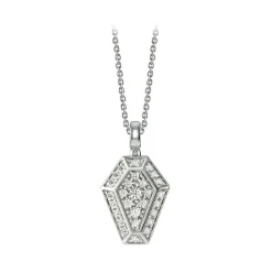 NESS1 - Pocket Coffin Necklace 18kt White Gold and Diamonds - Time Collection - Handcrafted Necklace - High Quality Luxury - Avvenice