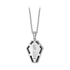 NESS1 - Pocket Coffin Necklace 18kt White Gold and Diamonds - Time Collection - Handcrafted Necklace - High Quality Luxury - Avvenice