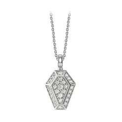 NESS1 - Pocket Coffin Necklace 9kt White Gold and Diamonds - Time Collection - Handcrafted Necklace - High Quality Luxury - Avvenice