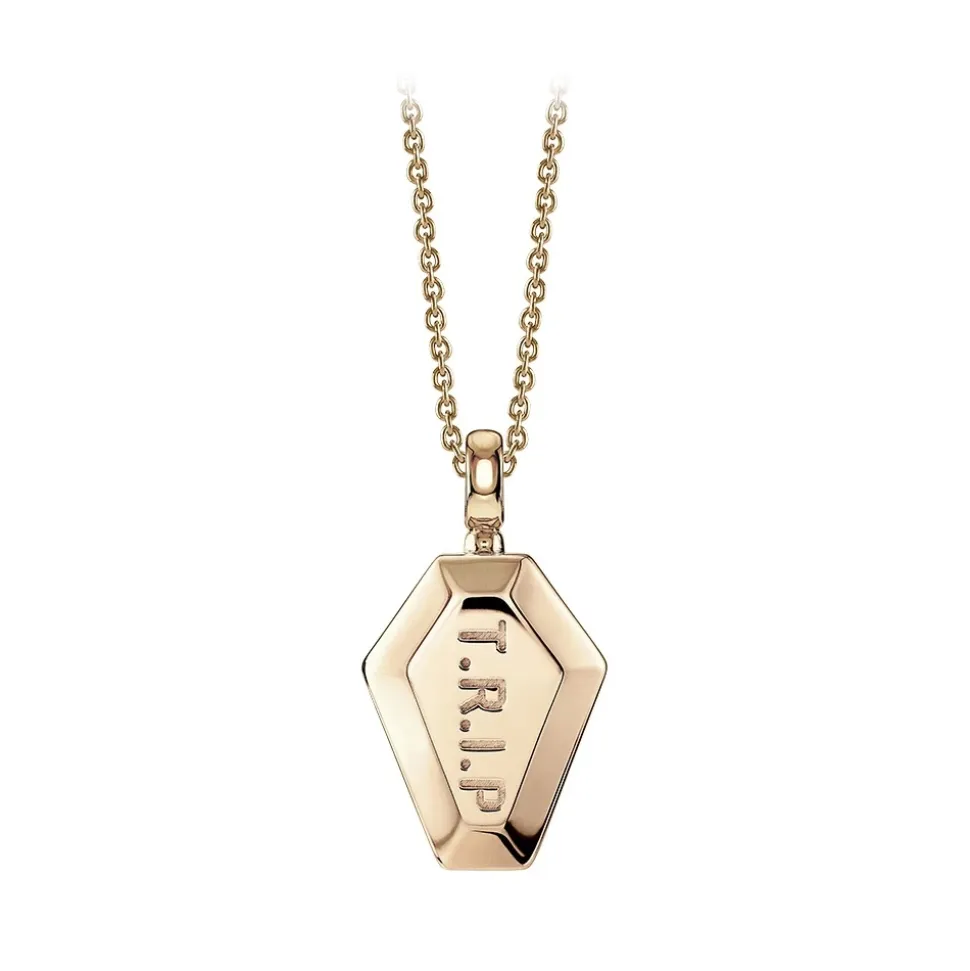 NESS1 - Pocket Coffin Necklace 9kt Rose Gold and Diamond - Time Collection - Handcrafted Necklace - High Quality Luxury - Avvenice