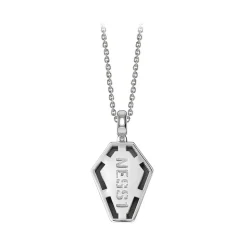 NESS1 - Pocket Coffin Necklace 9kt White Gold and Diamond - Time Collection - Handcrafted Necklace - High Quality Luxury - Avvenice