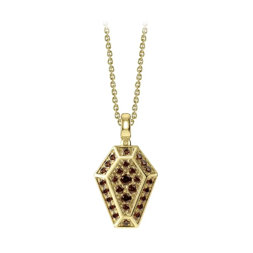 NESS1 - Pocket Coffin Necklace 18kt Yellow Gold and Diamonds - Time Collection - Handcrafted Necklace - High Quality Luxury - Avvenice