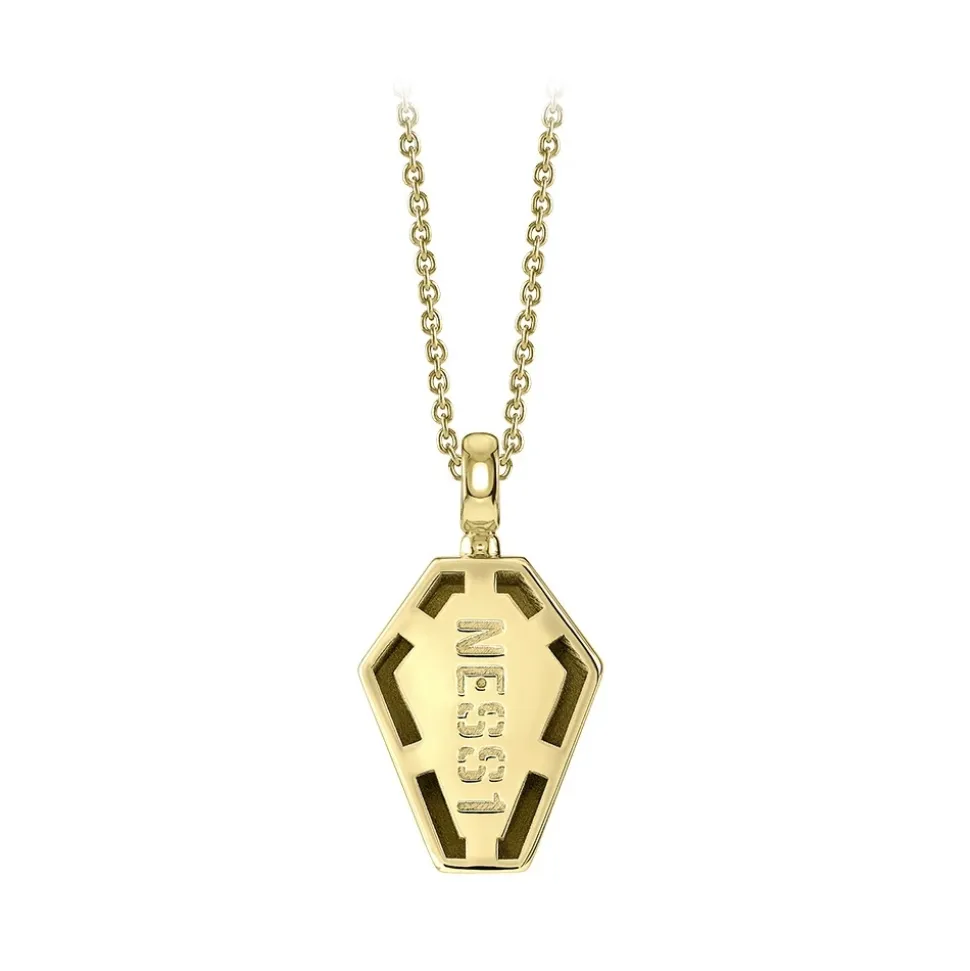 NESS1 - Pocket Coffin Necklace 18kt Yellow Gold and Diamonds - Time Collection - Handcrafted Necklace - High Quality Luxury - Avvenice