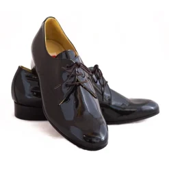 Nicolao Atelier - Black Patent Leather Slipper Shoe with Laces - Man - Shoe - Made in Italy - Luxury Exclusive Collection - Avvenice
