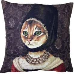 Nicolao Atelier - Cushion with Portrait of Girl - Pillow - Made in Italy - Luxury Exclusive Collection - Avvenice