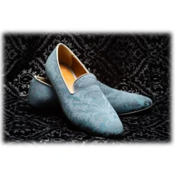 Nicolao Atelier - Damask Slipper Shoe - Light Blue Color Man - Shoe - Made in Italy - Luxury Exclusive Collection - Avvenice