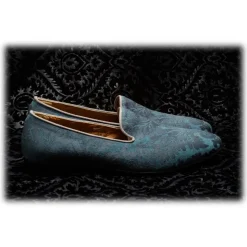 Nicolao Atelier - Damask Slipper Shoe - Light Blue Color Man - Shoe - Made in Italy - Luxury Exclusive Collection - Avvenice