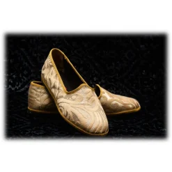 Nicolao Atelier - Furlana Slipper in Damask - Gold Color Woman - Shoe - Made in Italy - Luxury Exclusive Collection - Avvenice